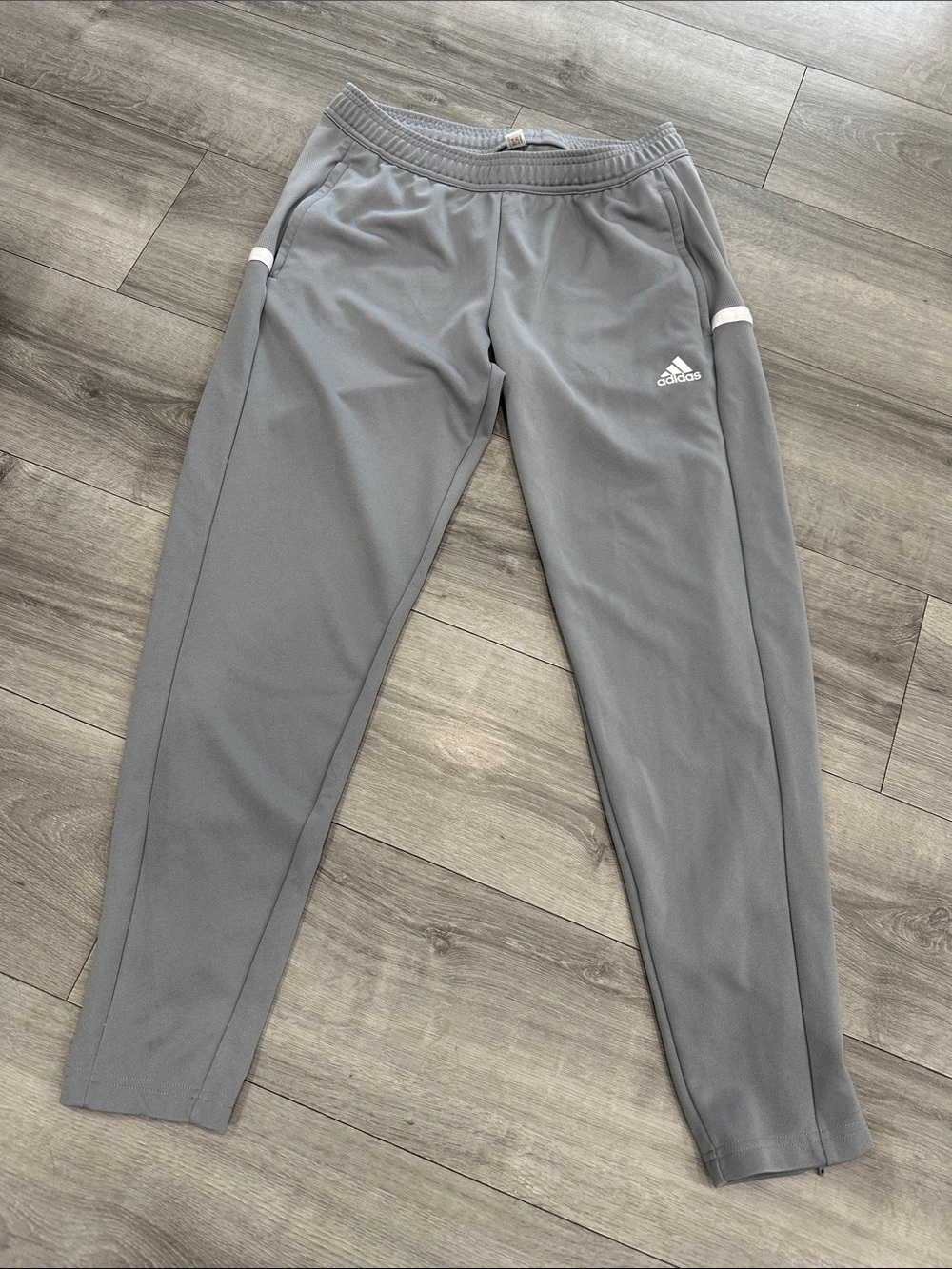 adidas  Gray Athletic Joggers with White Trim